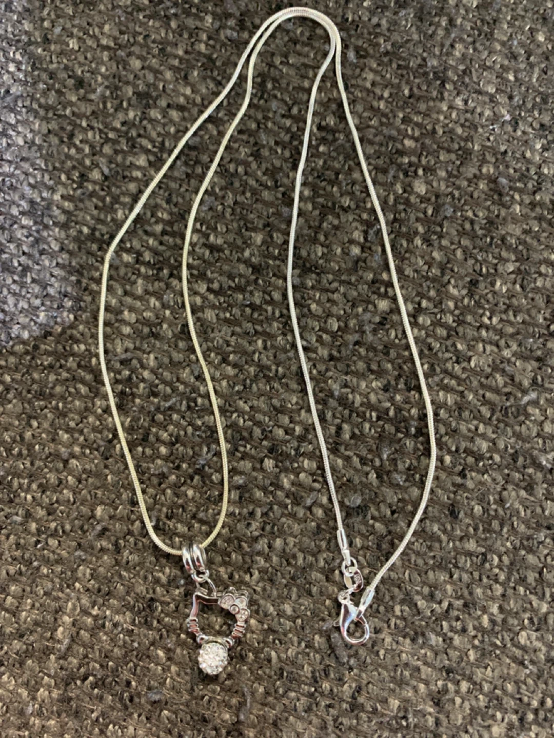 Hello Kitty 925 Silver Chain Necklace with Charm