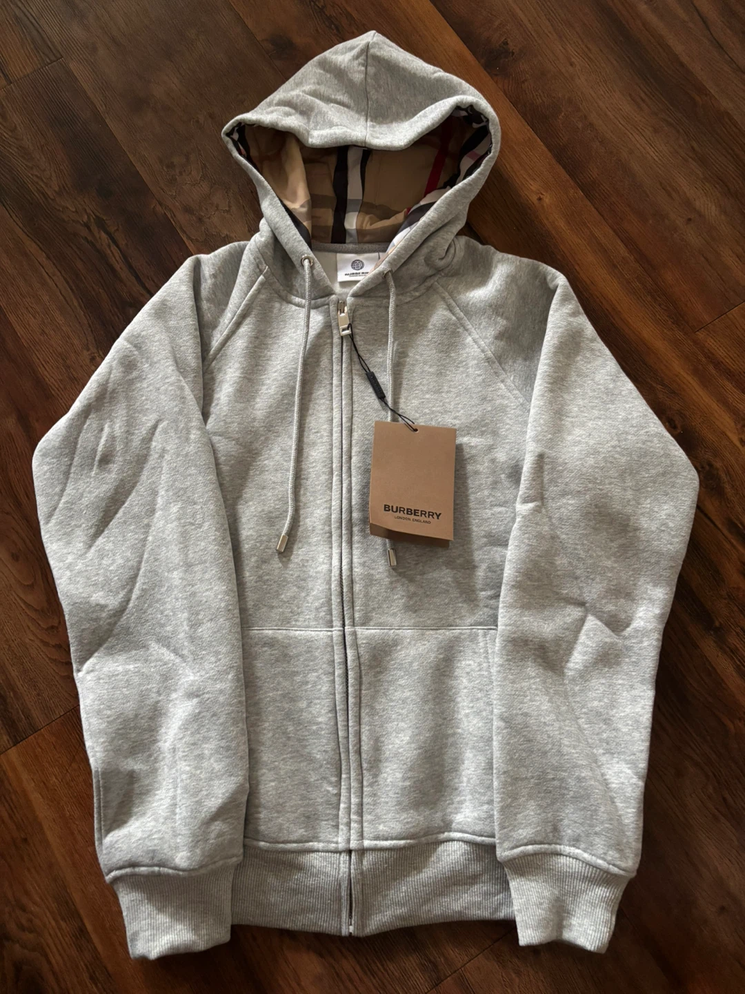 Burberry Grey Full Zip Hoodie - Size S