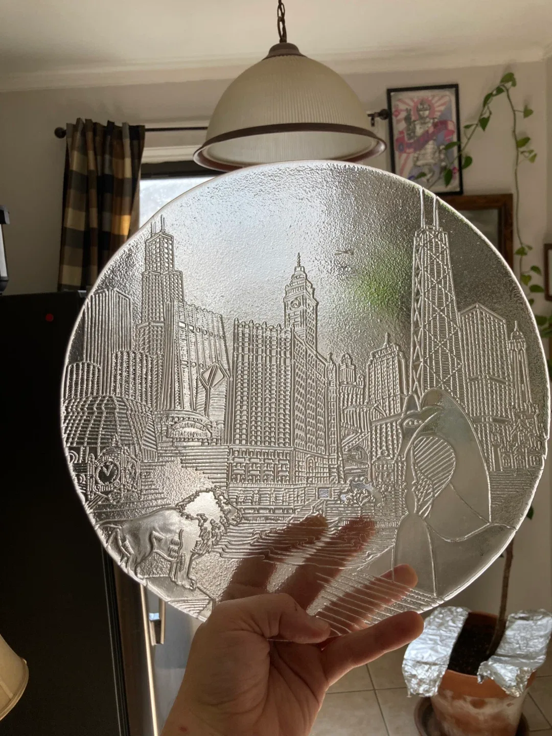 Chicago Skyline Etched Glass Plate thumbnail