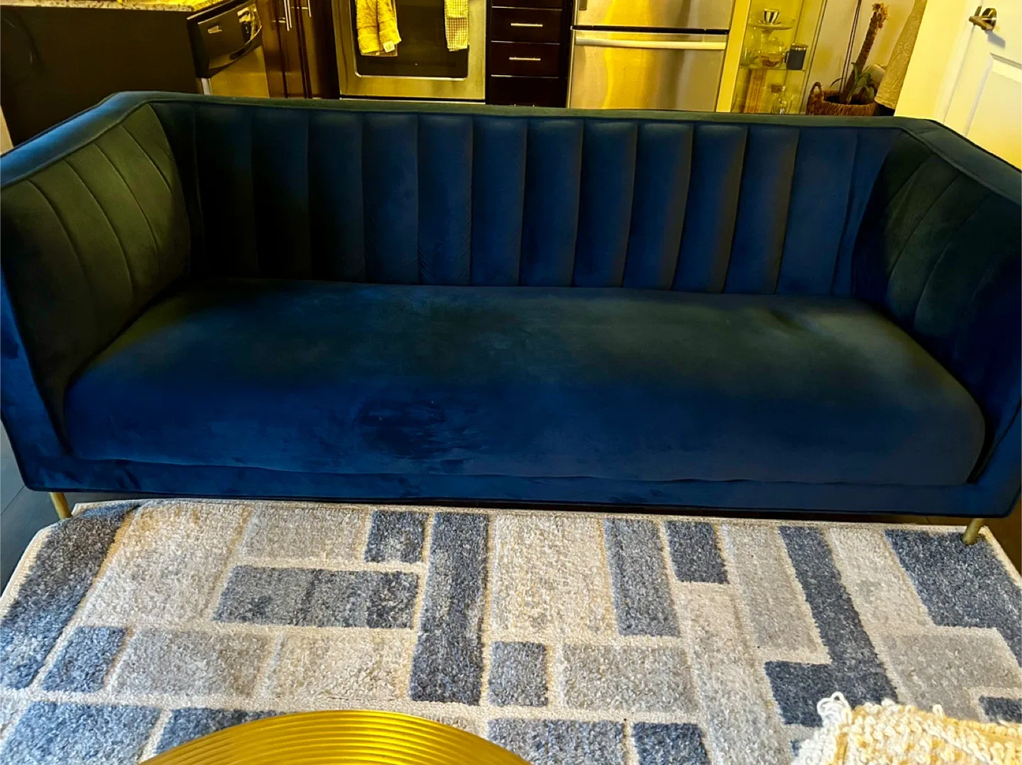 Navy Blue Velvet Sofa
