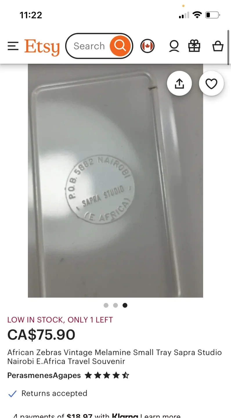 Vintage East African  Melamine Small Tray image indicator(4)