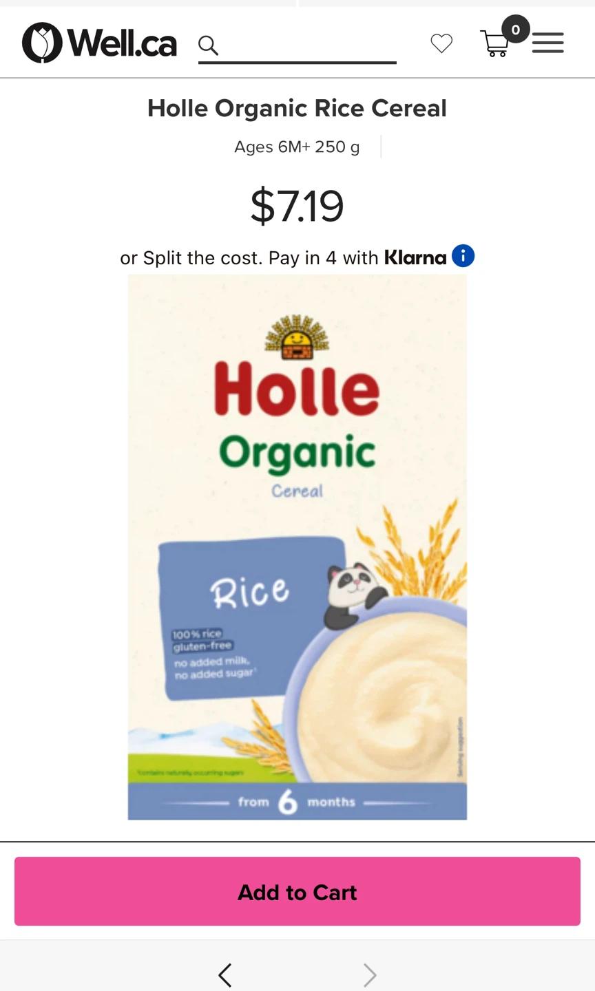 Holle Organic Rice Cereal