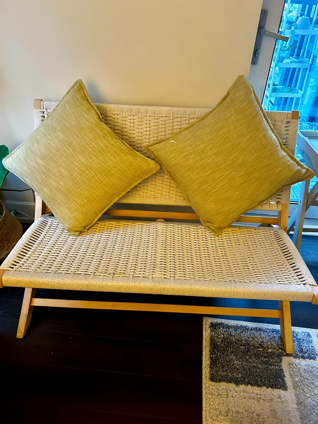 Woven Bench with Wooden Frame image indicator(2)