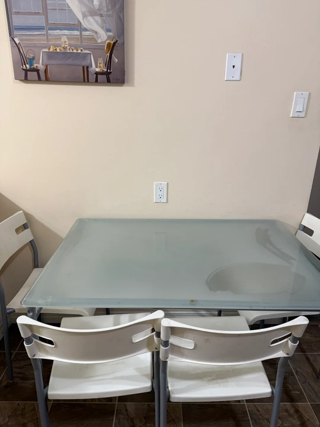Glass Top Dining Table with 4 Chairs