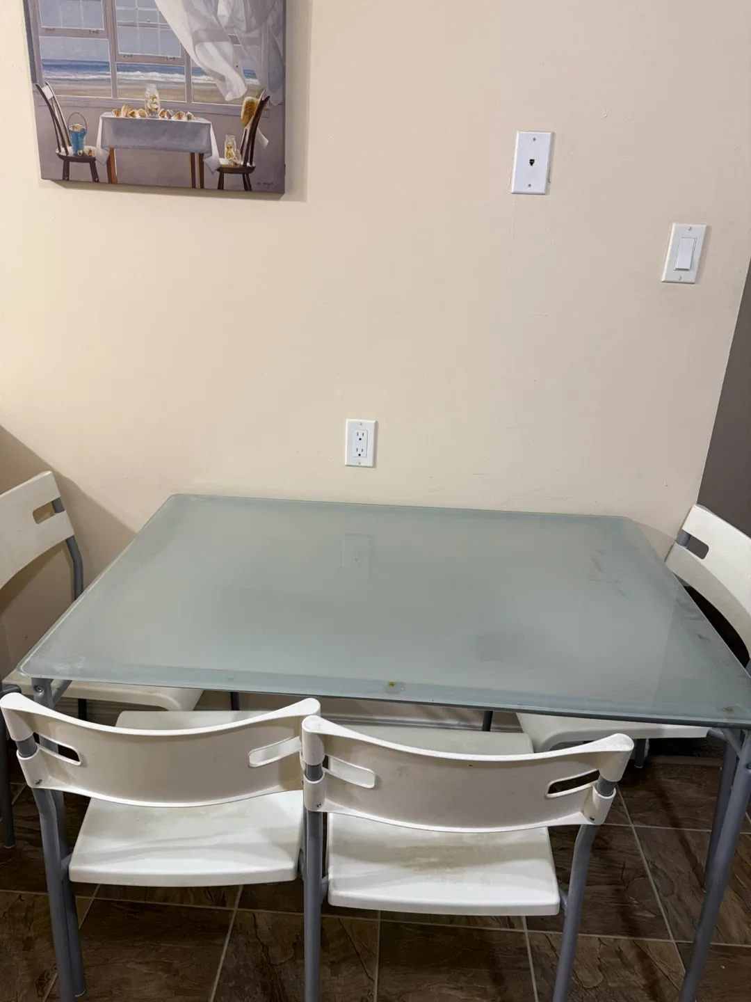 Glass Top Dining Table with 4 Chairs image indicator(2)