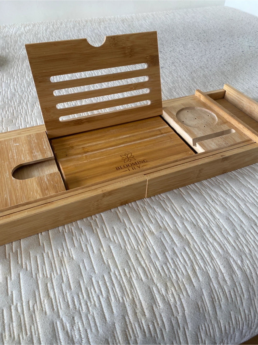 Blooming Lily Expandable Bamboo Bathtub Tray - photo 2