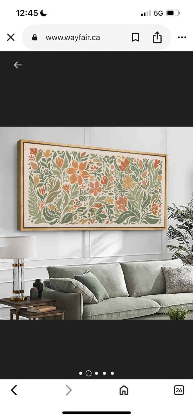 New Floral Framed Canvas Wall Art 60” X 30”
