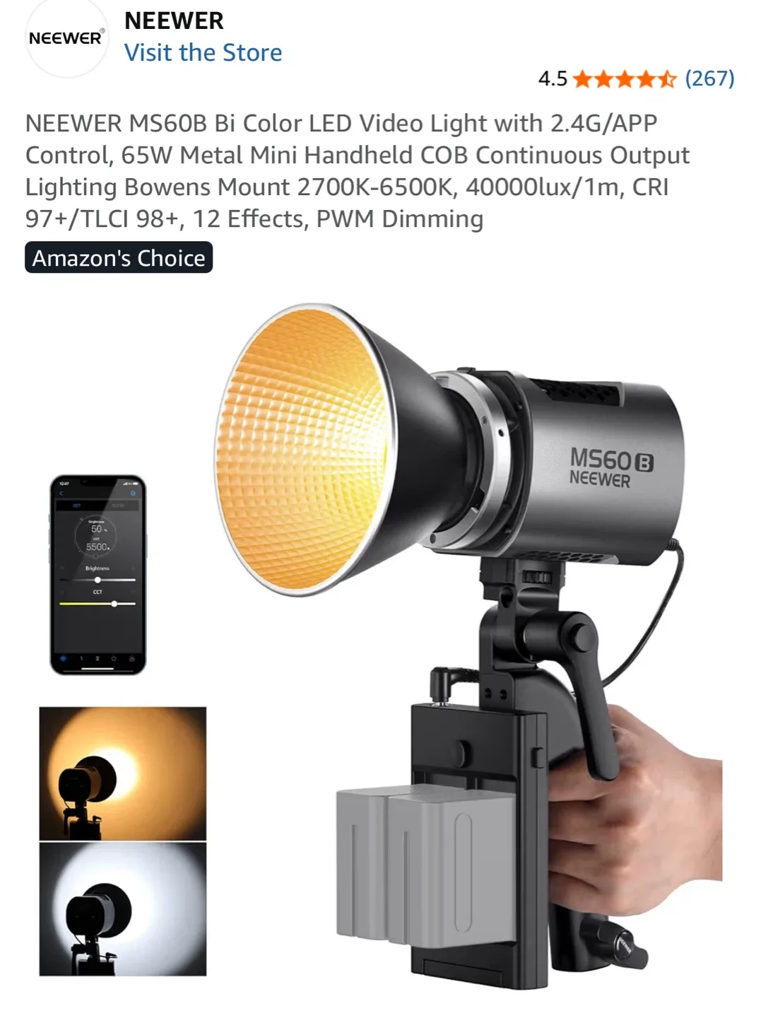 🥕NEEWER MS60B Bi-Color LED Video Light thumbnail