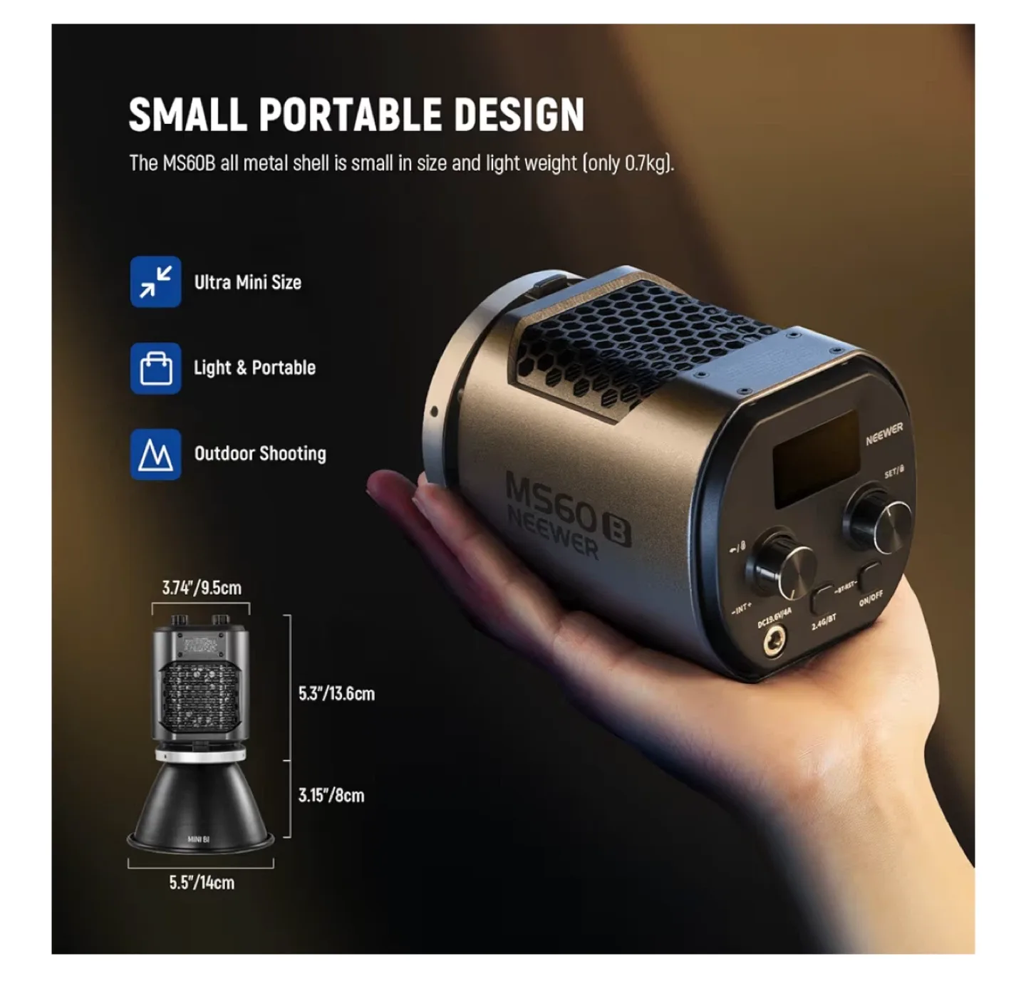 🥕NEEWER MS60B Bi-Color LED Video Light image indicator(4)