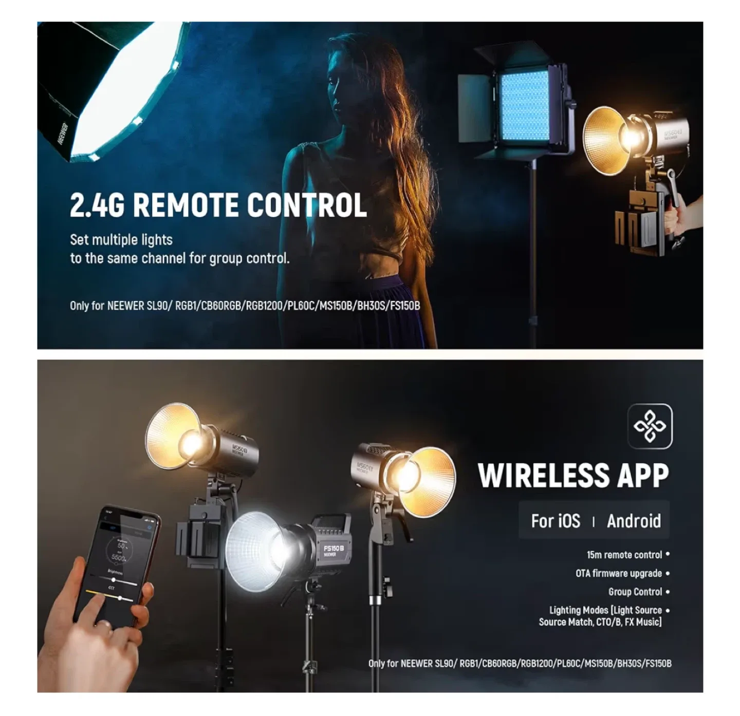 🥕NEEWER MS60B Bi-Color LED Video Light image indicator(6)