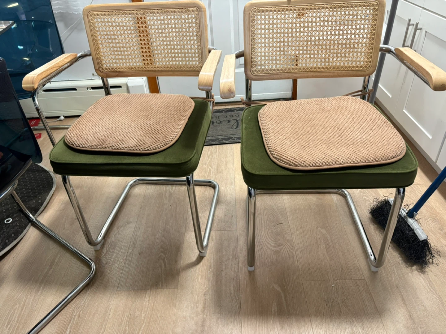 Pair of Rattan Back Dining Chairs