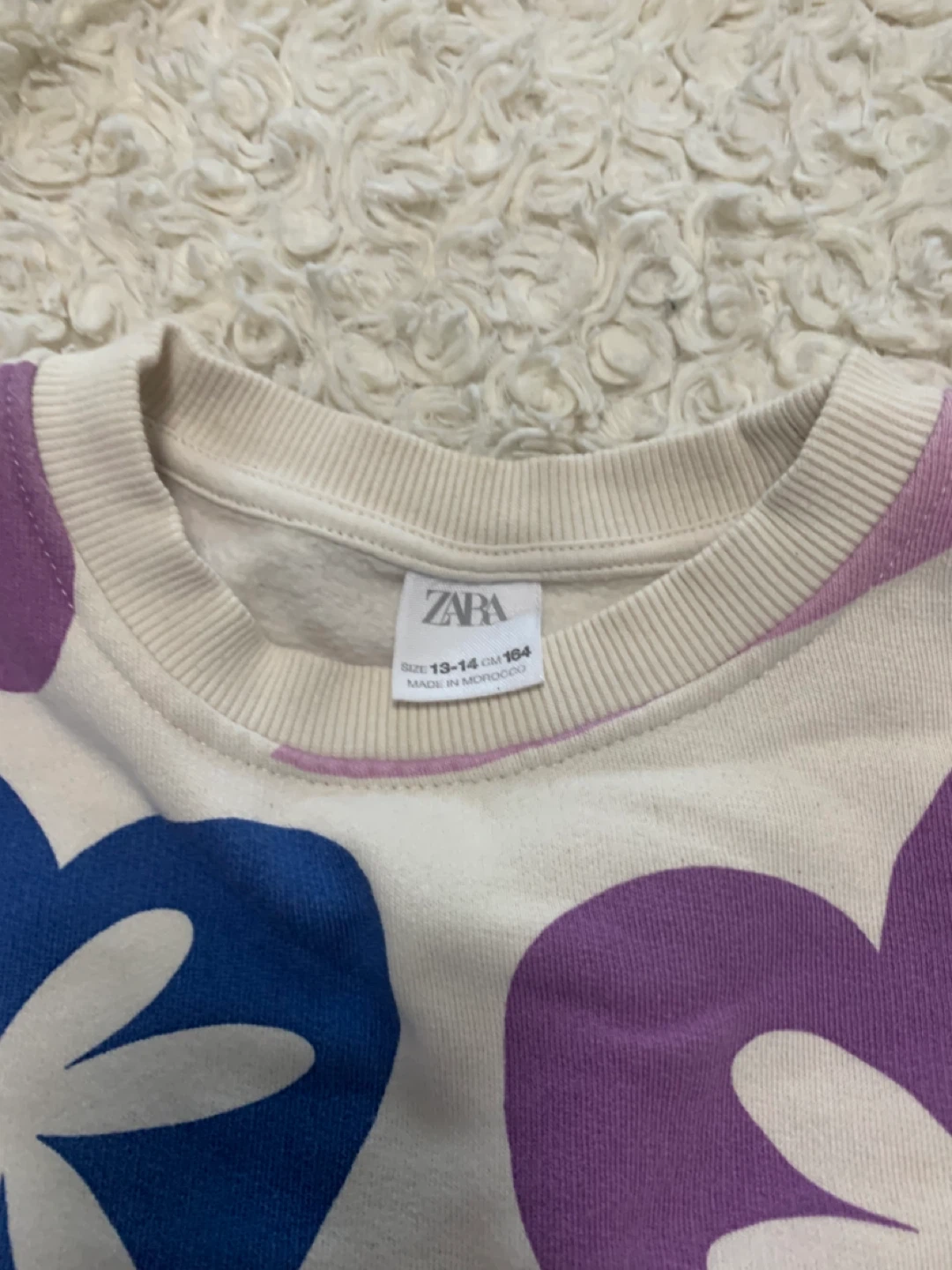ZARA Kids Floral Heart Print Fleece Sweater Size 13-14 - photo 2