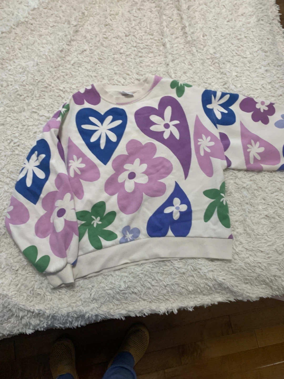 ZARA Kids Floral Heart Print Fleece Sweater Size 13-14 - photo 4