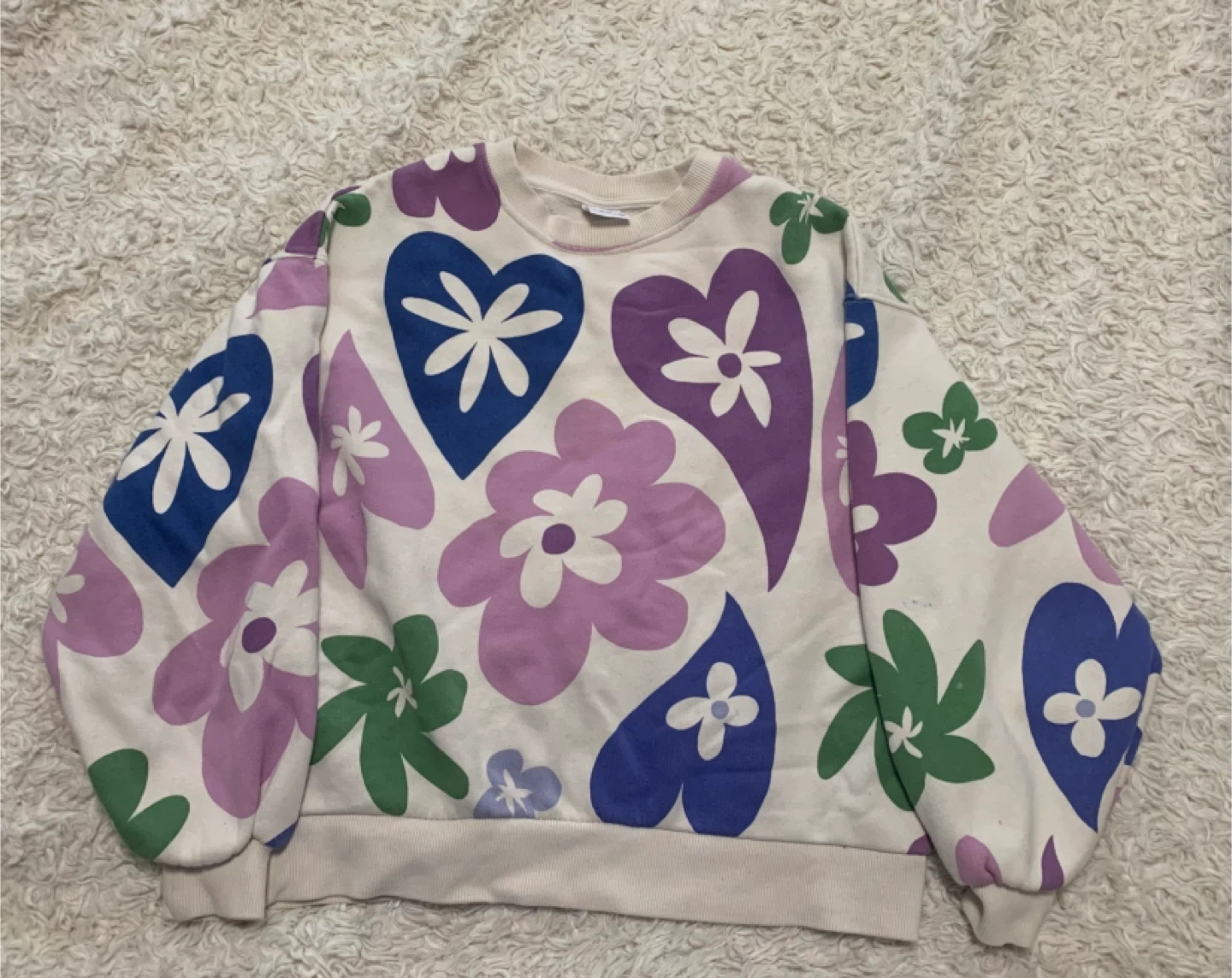 ZARA Kids Floral Heart Print Fleece Sweater Size 13-14 - photo 3