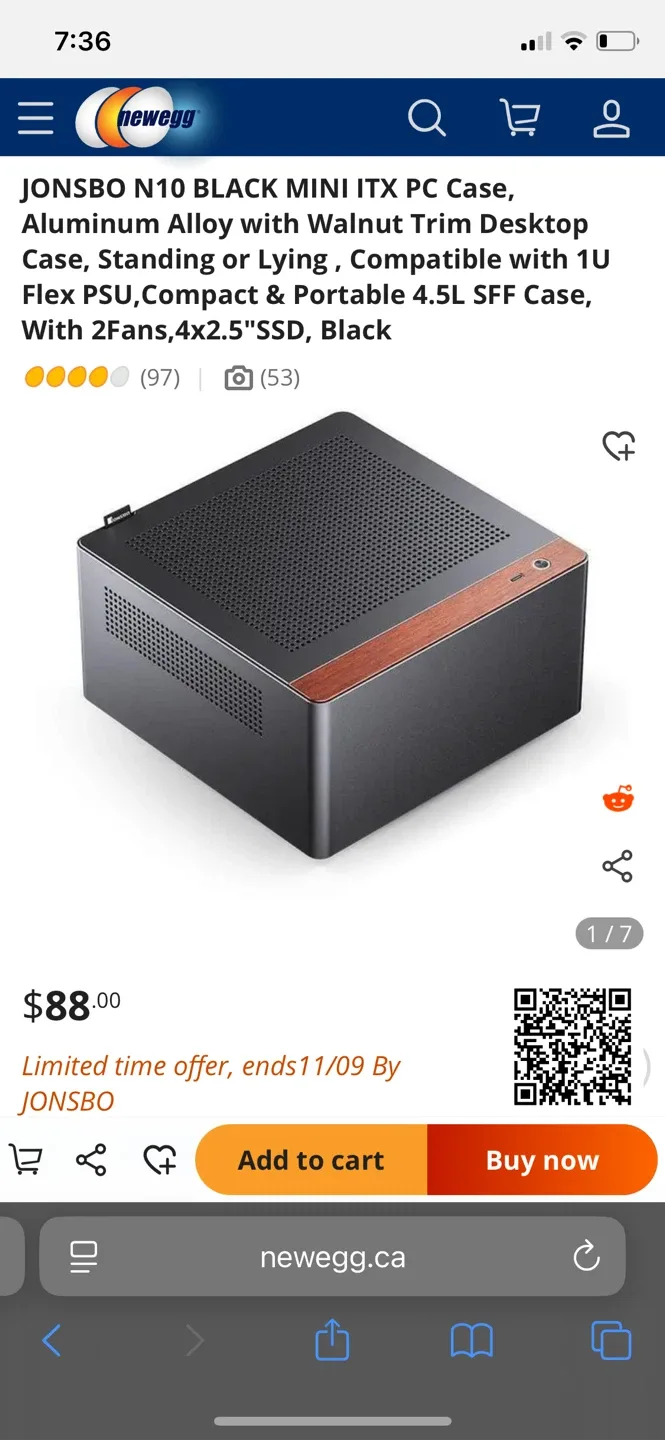 Jonsbo N10 Black Mini ITX PC Case thumbnail