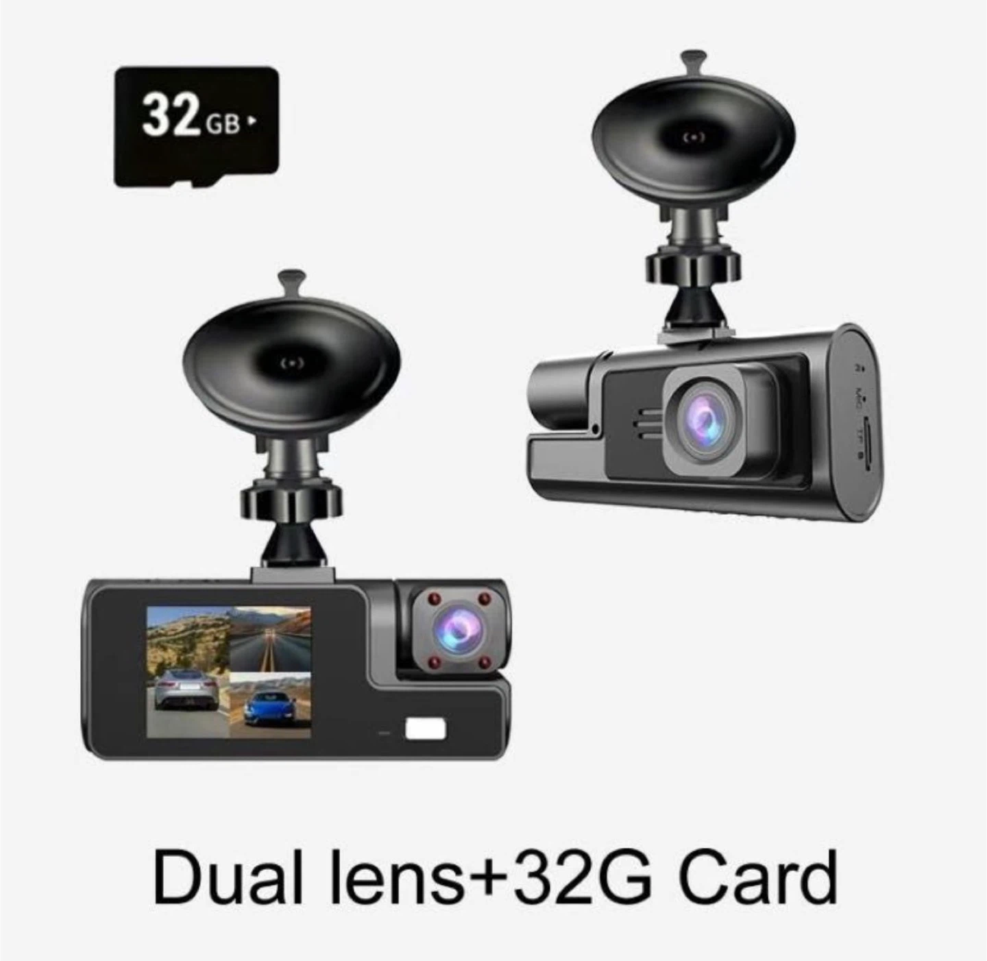 Car Dash Camera Recorder - Dual Lens + 32GB Card
