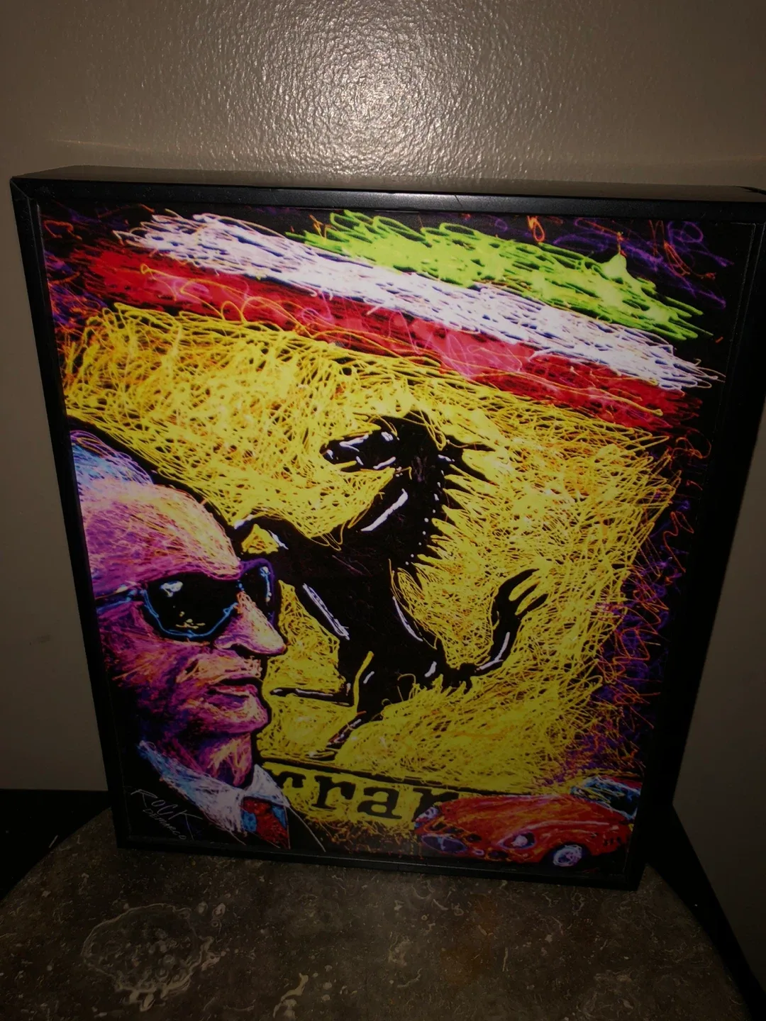 Framed Demarco's Enzo Ferrari Emblem Art Print, 16x13in