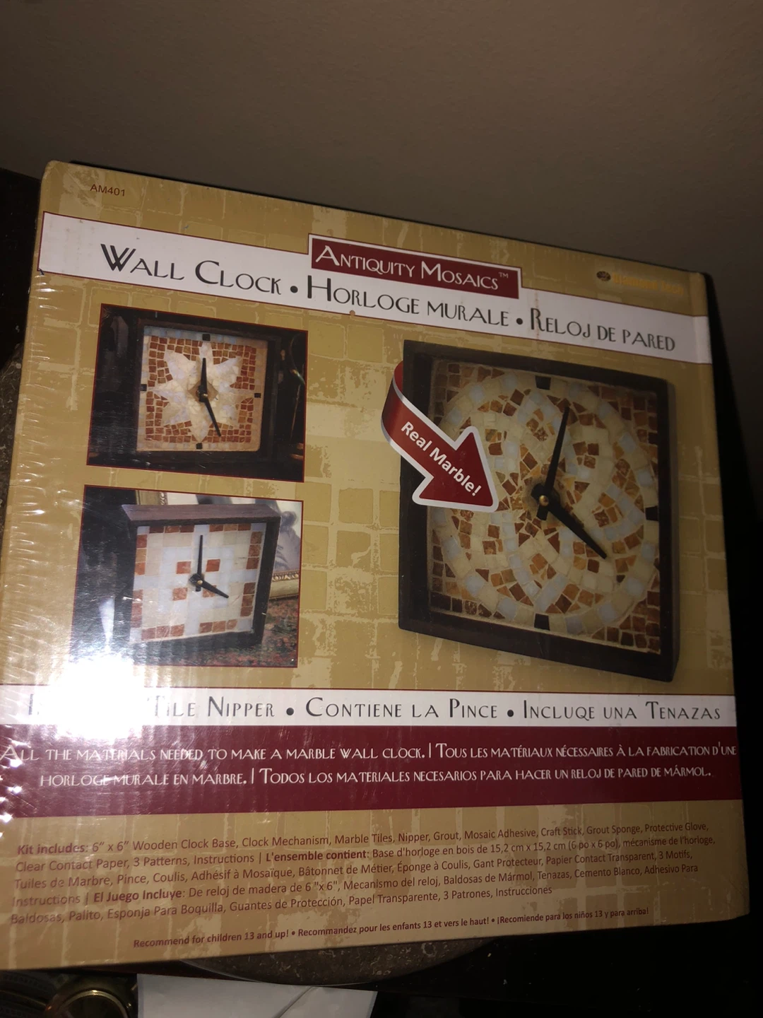 Antiquity Mosaics Wall Clock Kit - New in Box