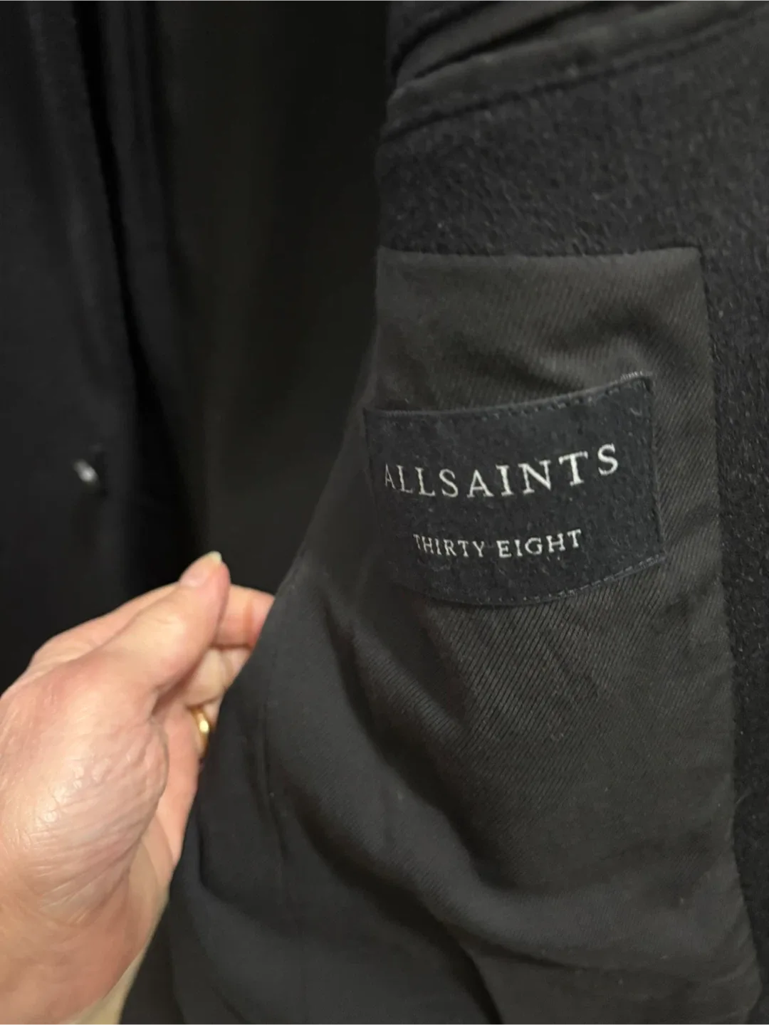 AllSaints Black Wool Blend Coat - Size 38 image indicator(2)