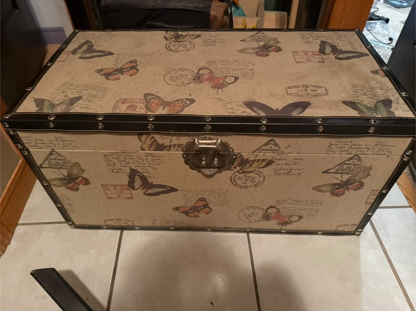 Vintage Butterfly Storage Trunk