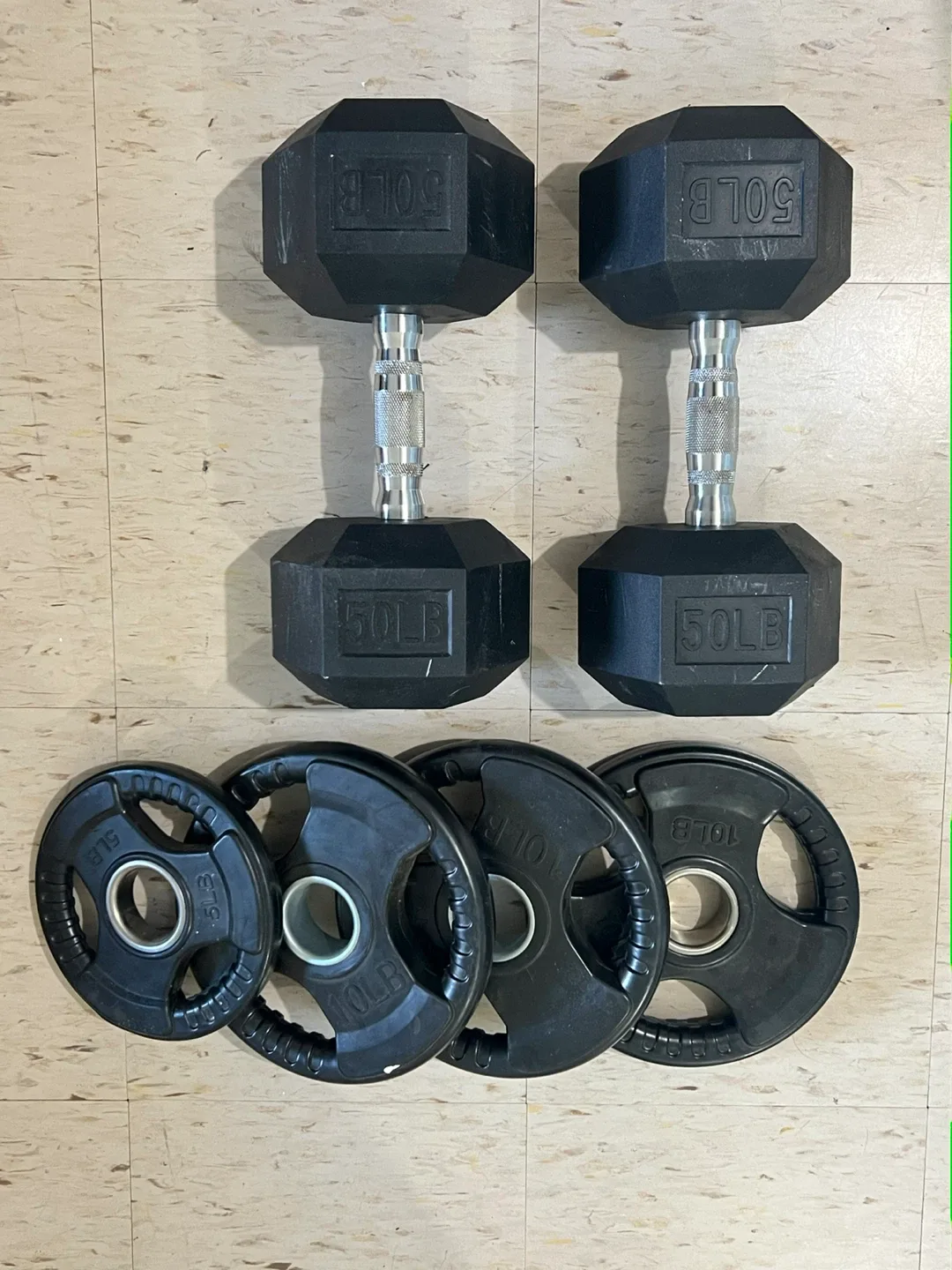 50 lb Dumbbells & Weight Plates