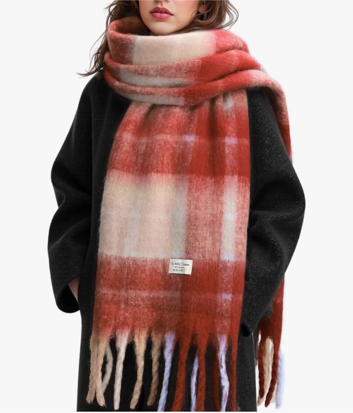 Soft & Warm Cashmere Scarf - Red Plaid