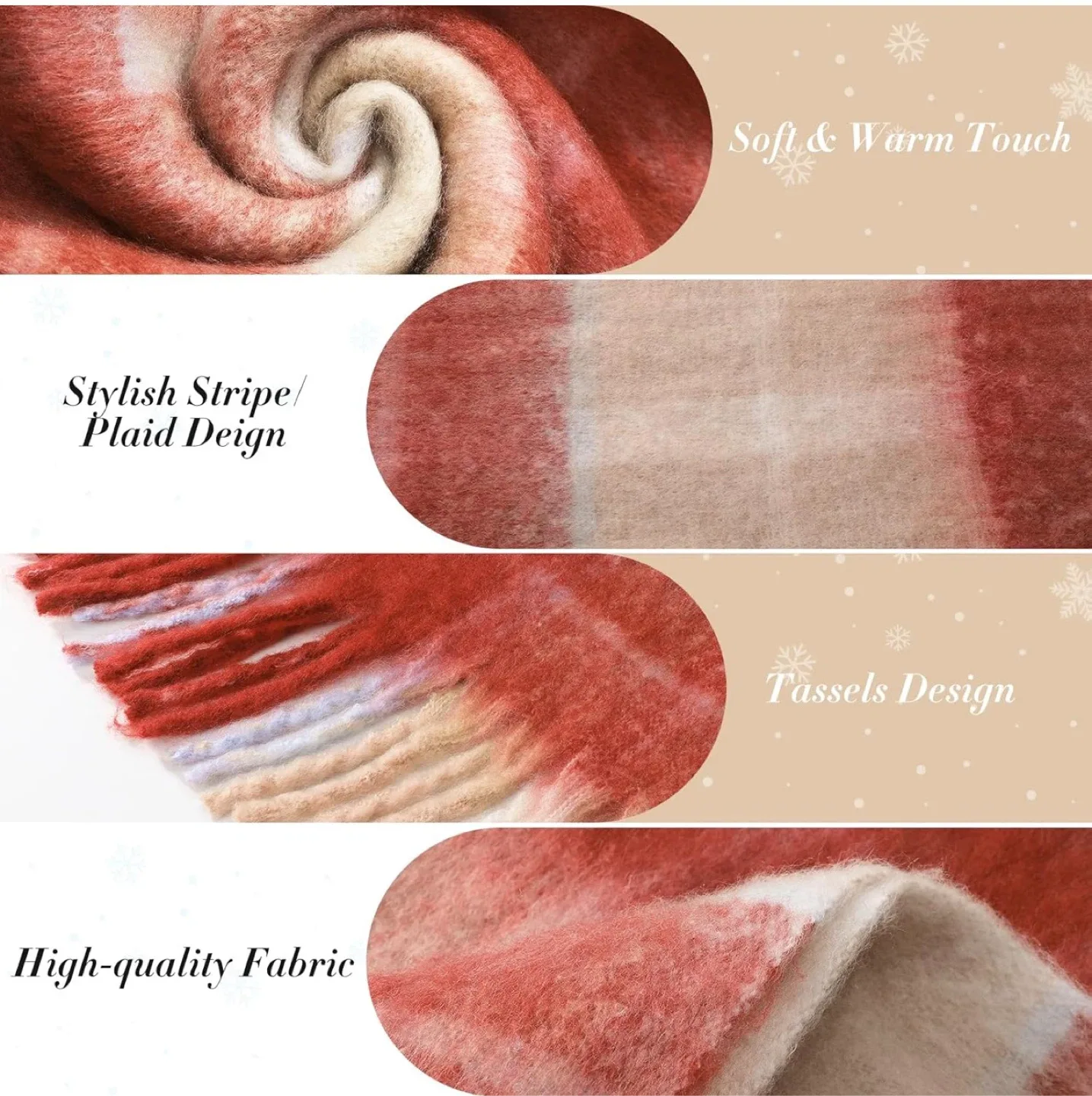 Soft & Warm Cashmere Scarf - Red Plaid image indicator(3)