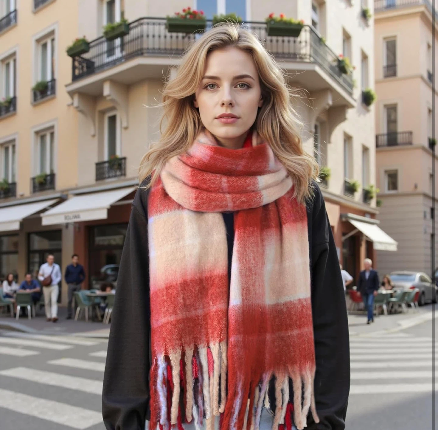 Soft & Warm Cashmere Scarf - Red Plaid - photo 5