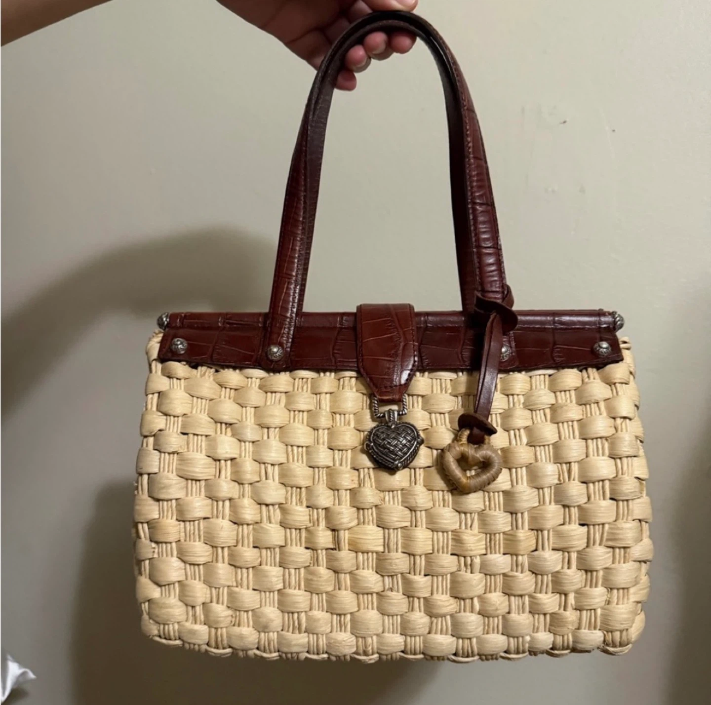 Brighton Straw & Leather Satchel Bag
