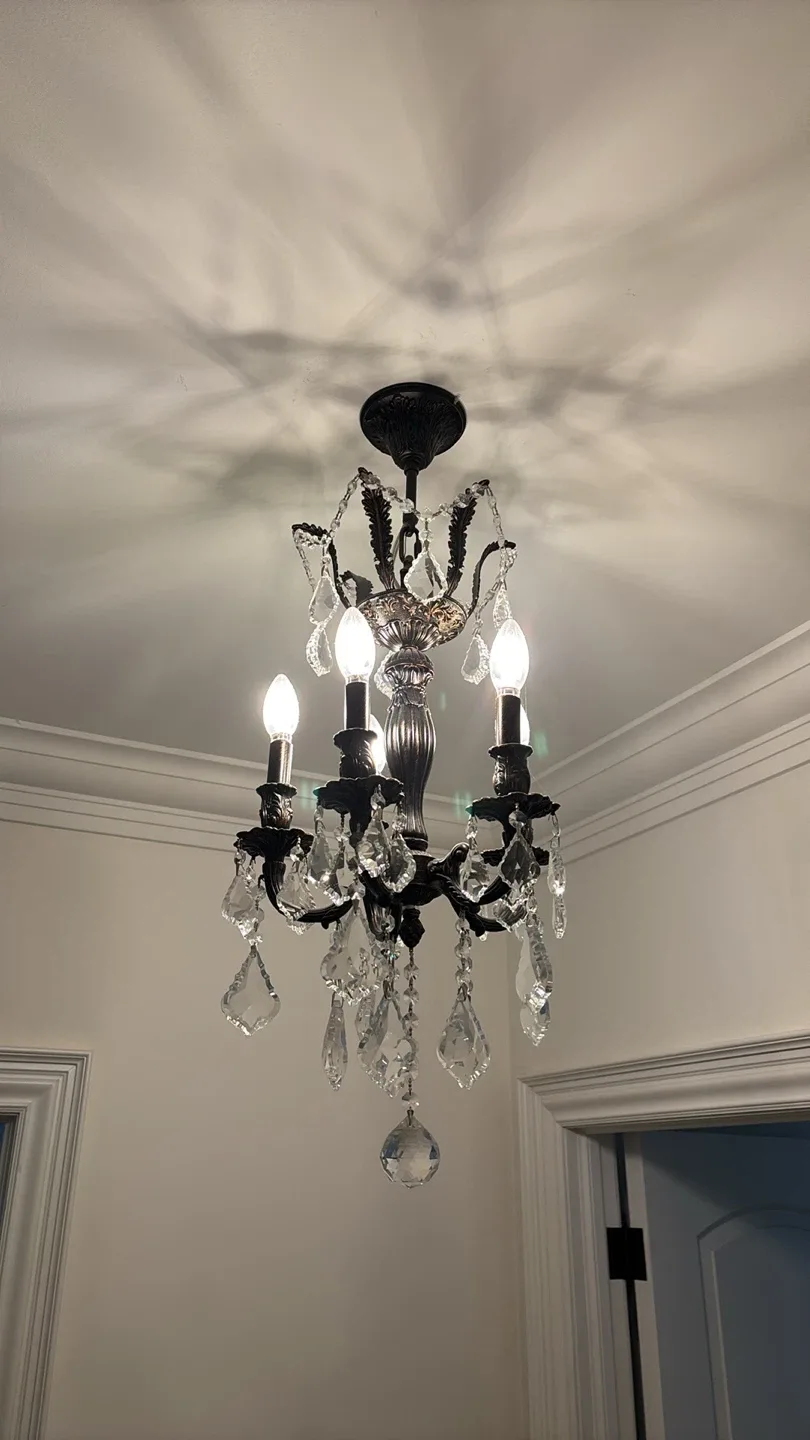 2 MATCHING CRYSTAL CUT CHANDELIERS BOTH FOR $680 image indicator(3)