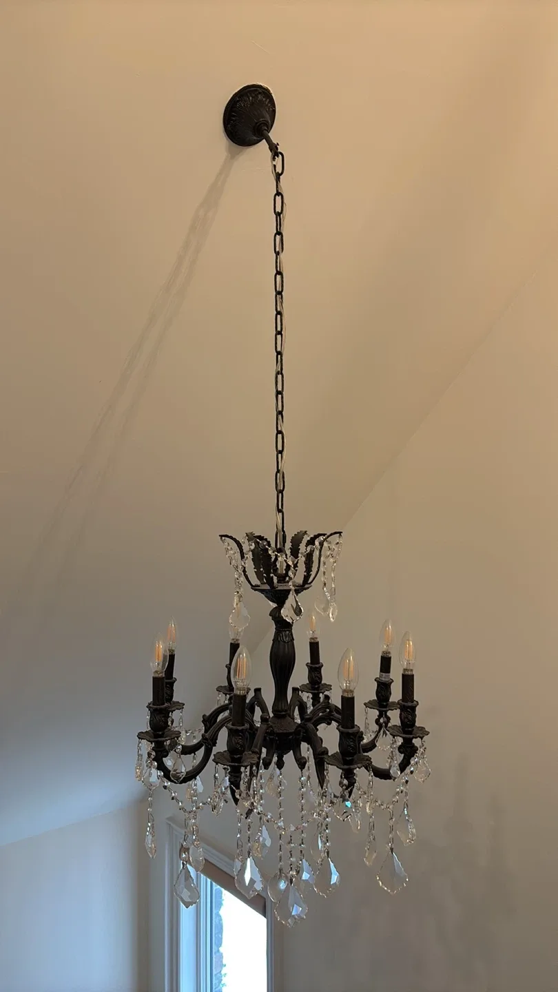 2 MATCHING CRYSTAL CUT CHANDELIERS BOTH FOR $680 image indicator(2)