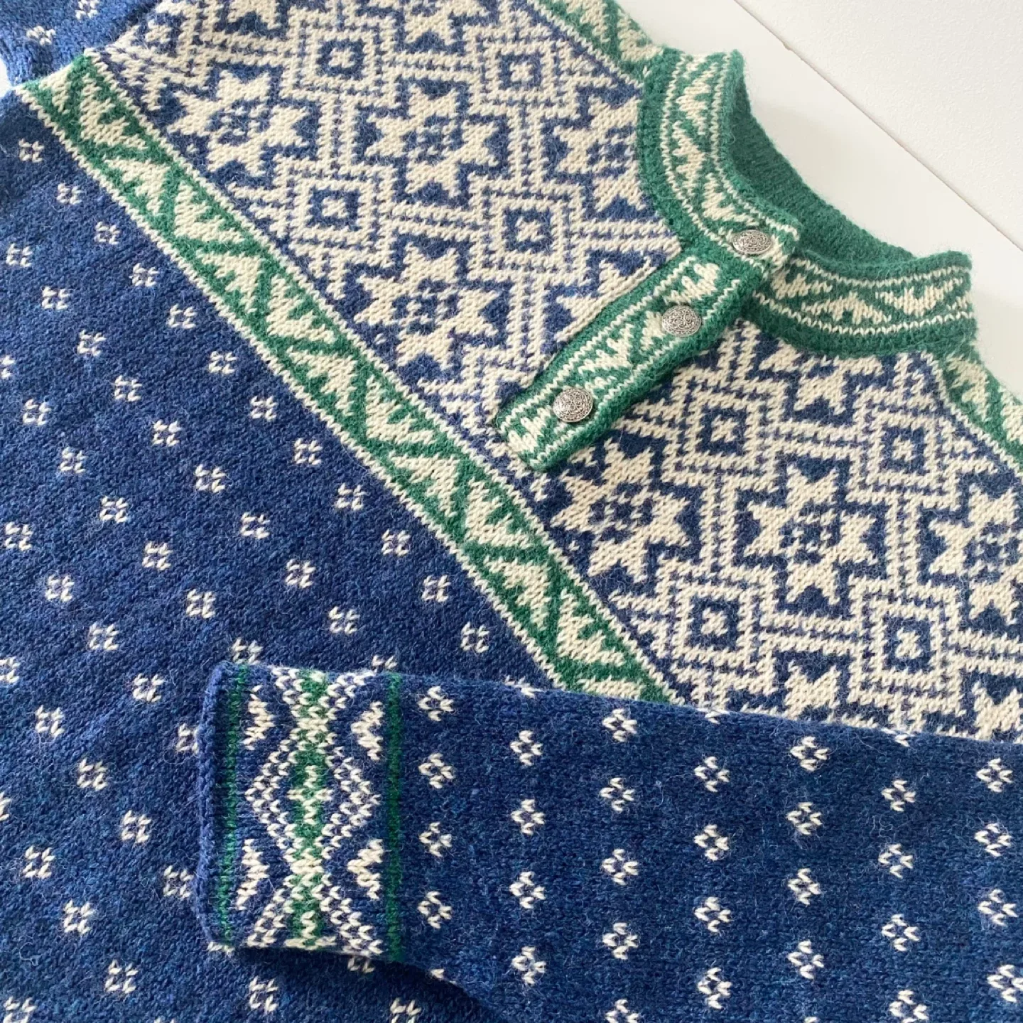 90's L.L. Bean 1/4 Button Front Nordic Sweater image indicator(5)