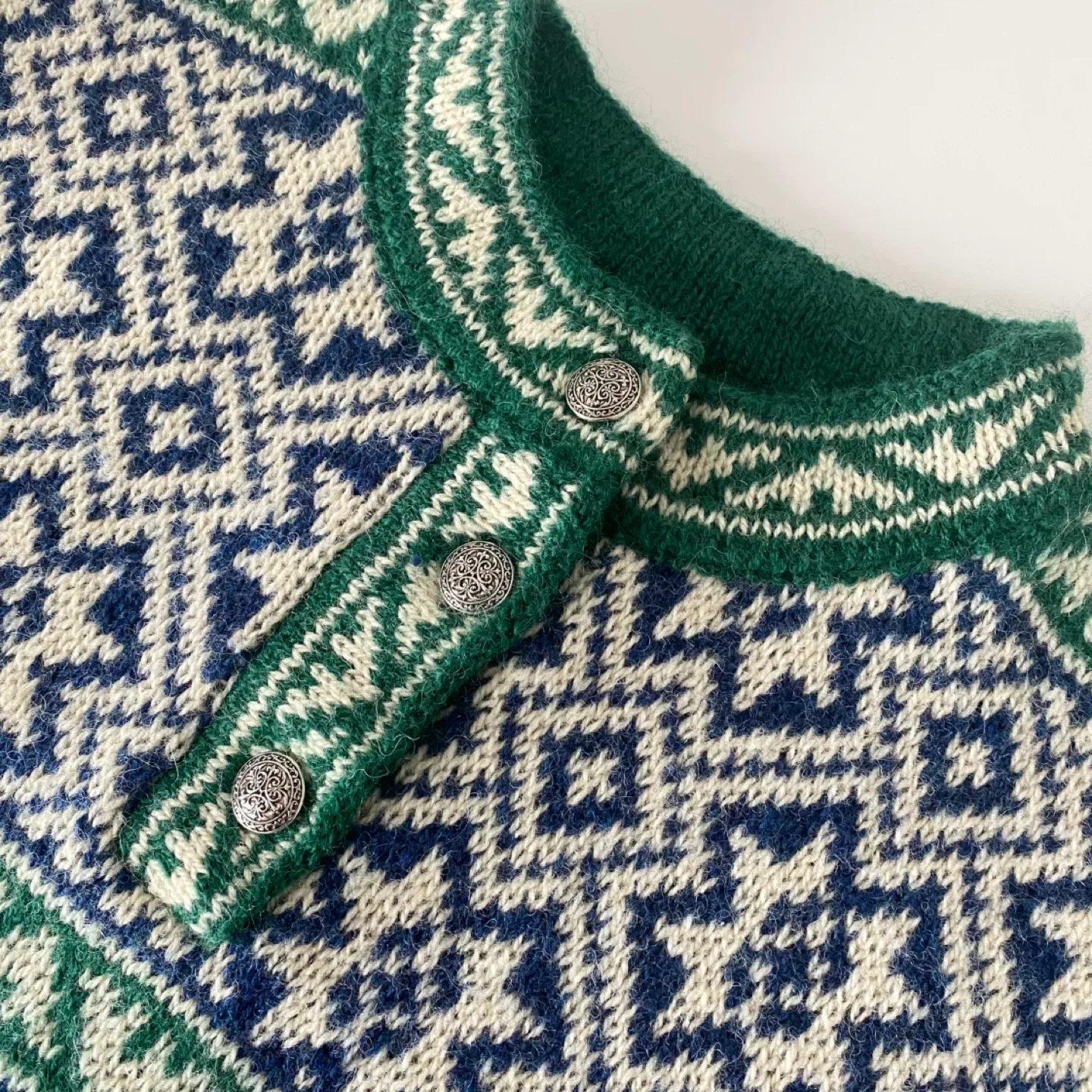 90's L.L. Bean 1/4 Button Front Nordic Sweater image indicator(6)