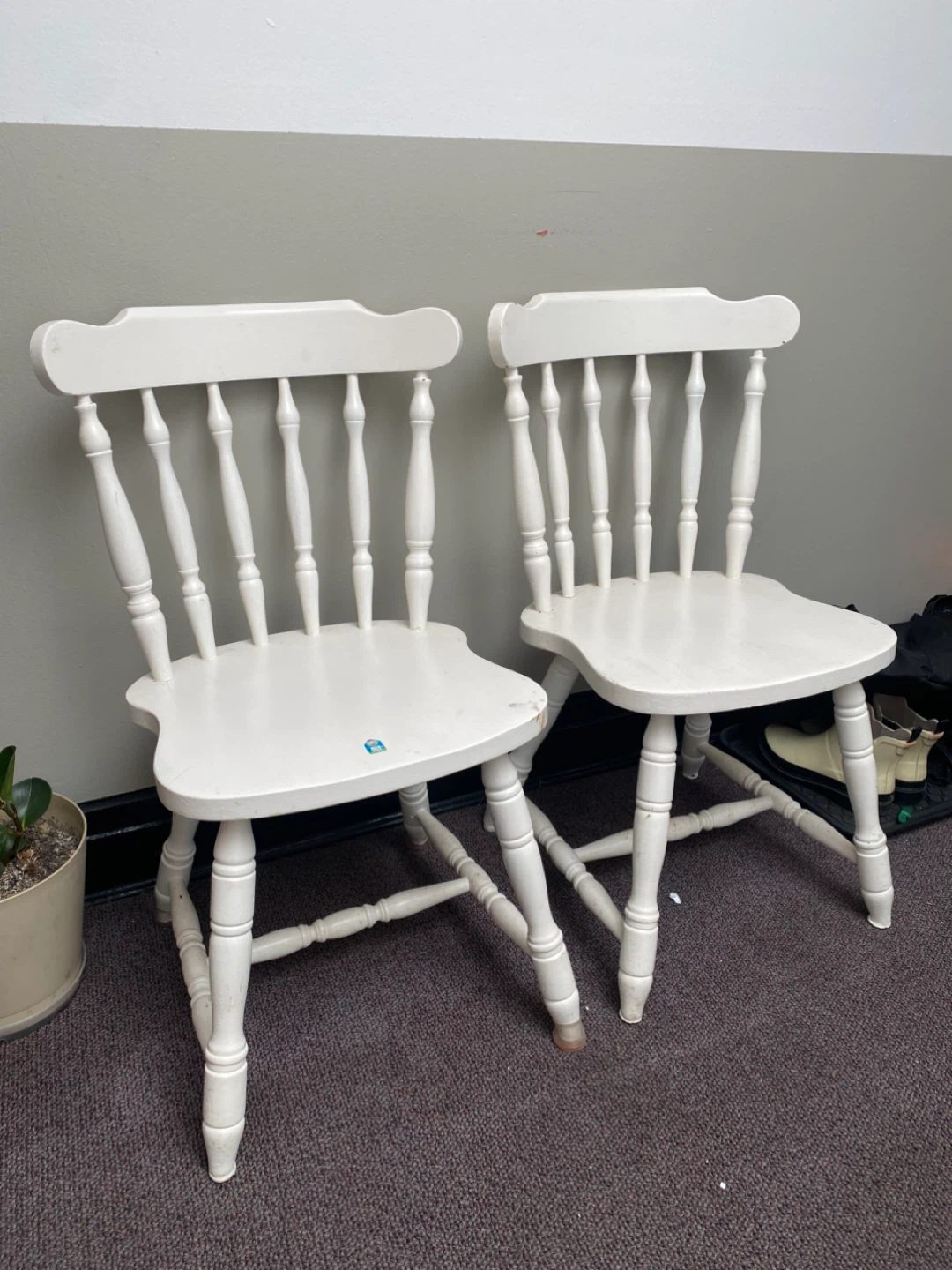 White Wooden Dining Chairs - Set of 2