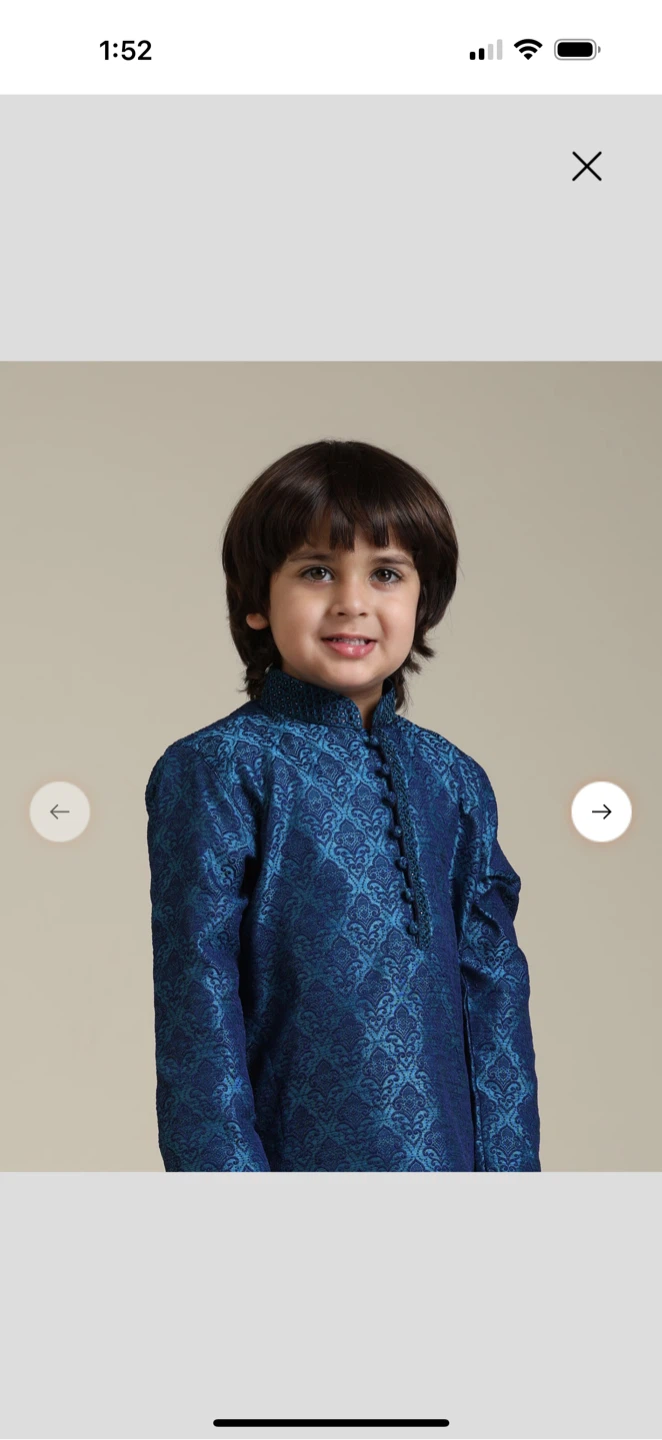 Boys Blue Embroidered Kurta Set - photo 2