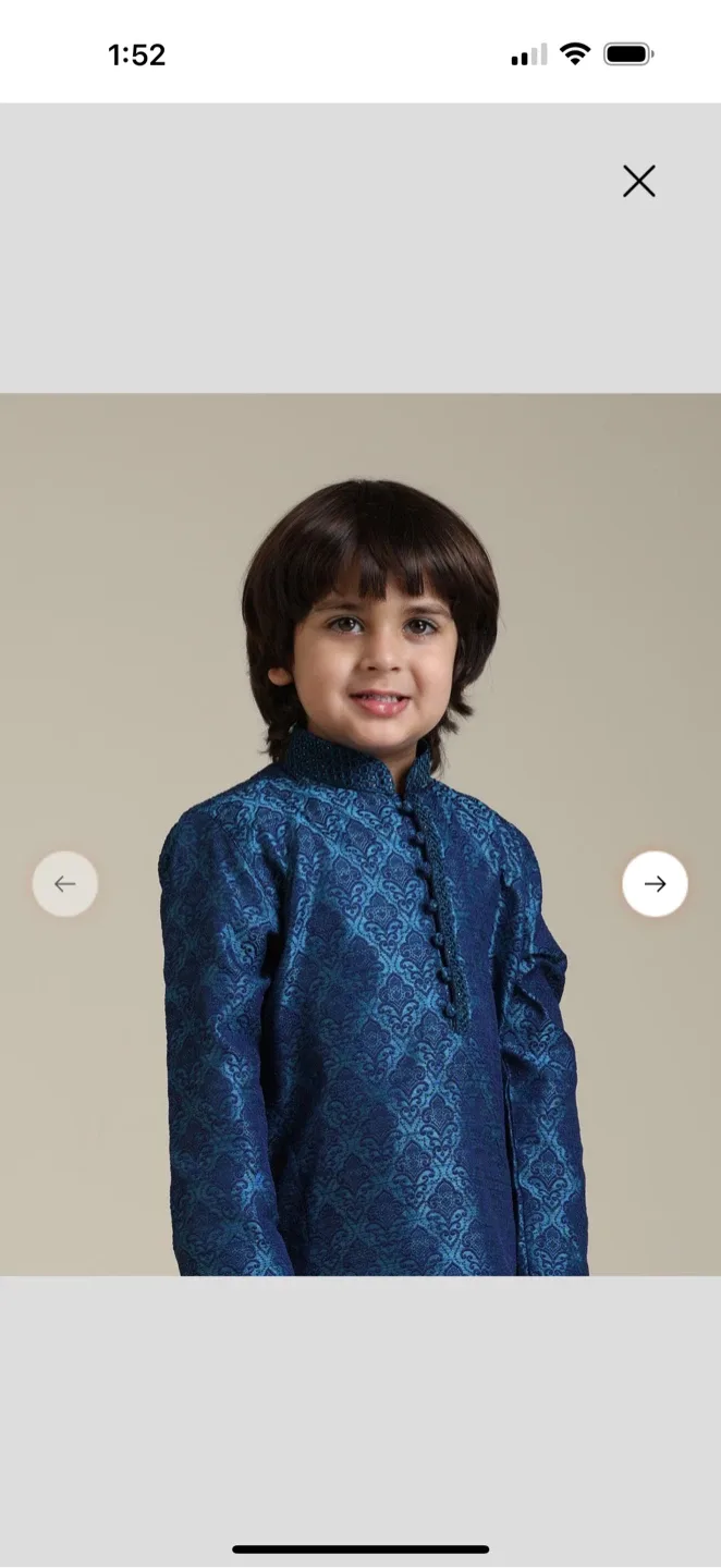 Boys Blue Embroidered Kurta Set image indicator(2)