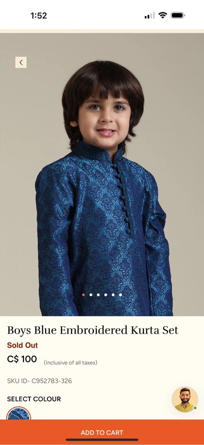 Boys Blue Embroidered Kurta Set