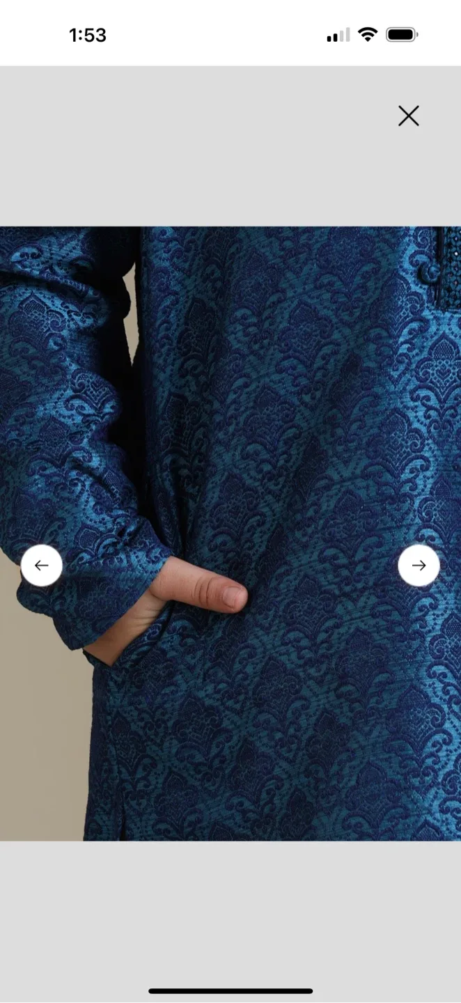 Boys Blue Embroidered Kurta Set image indicator(4)