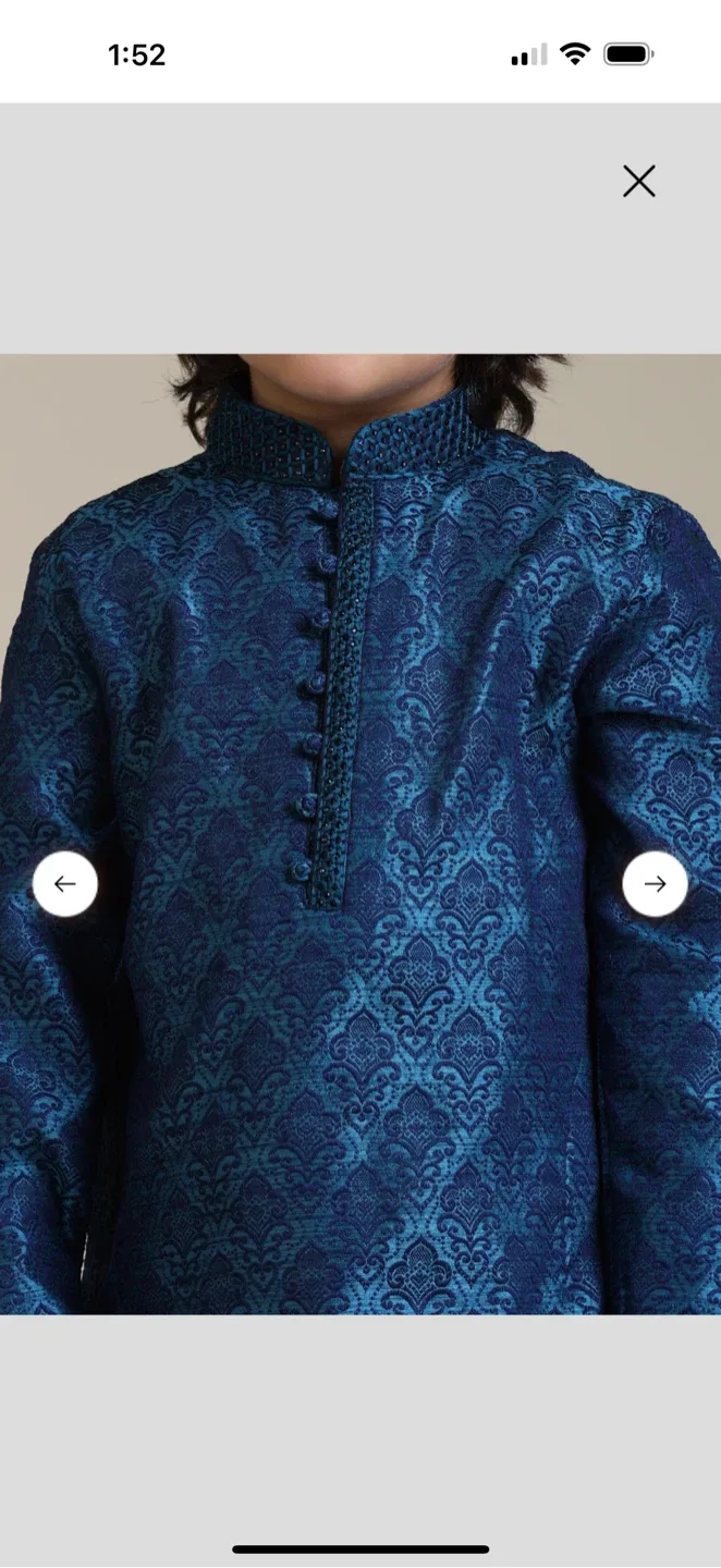Boys Blue Embroidered Kurta Set image indicator(3)