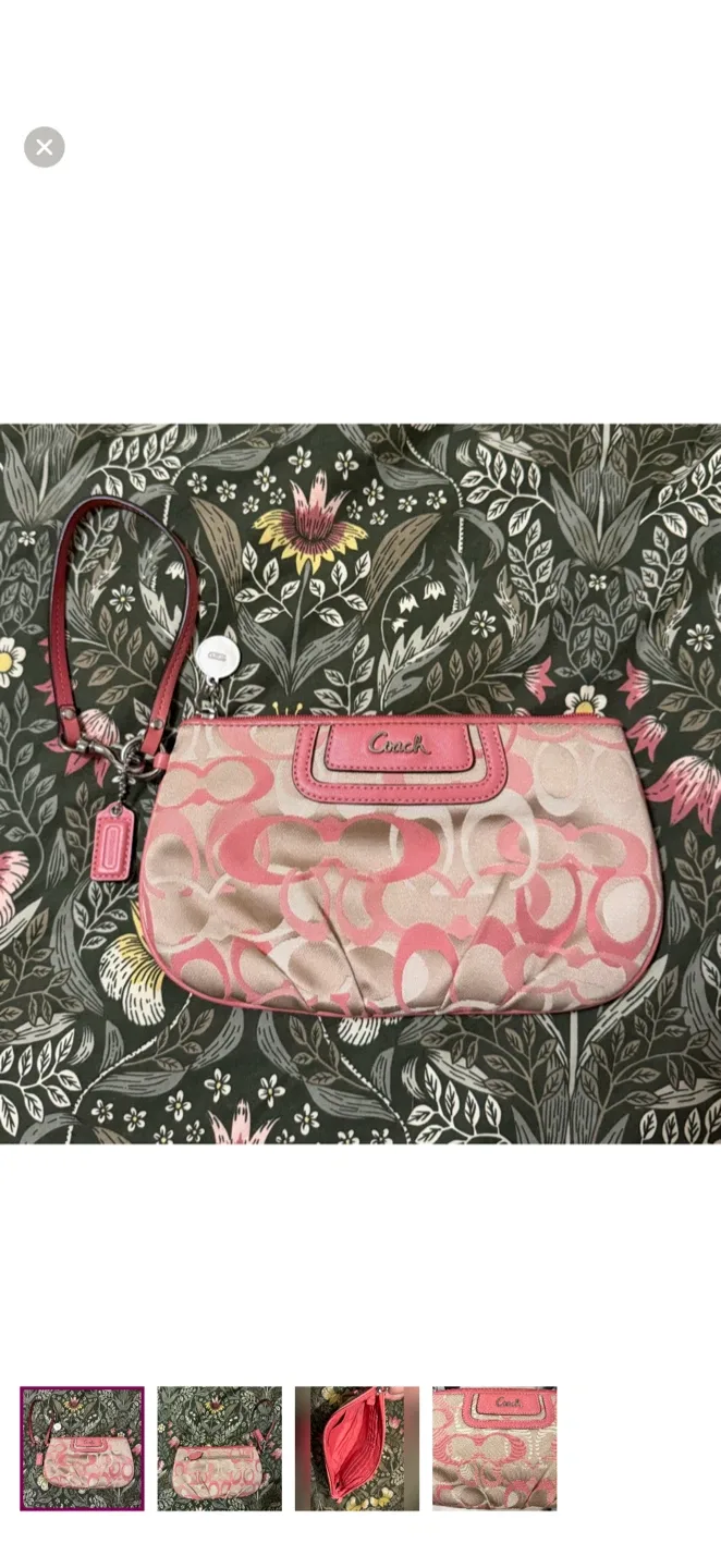 Vintage Coach Pink and Tan Wristlet Clutch Rare