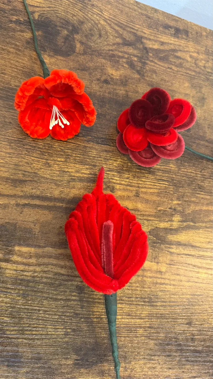 Red Pipe Cleaner Flower Arrangement image indicator(3)