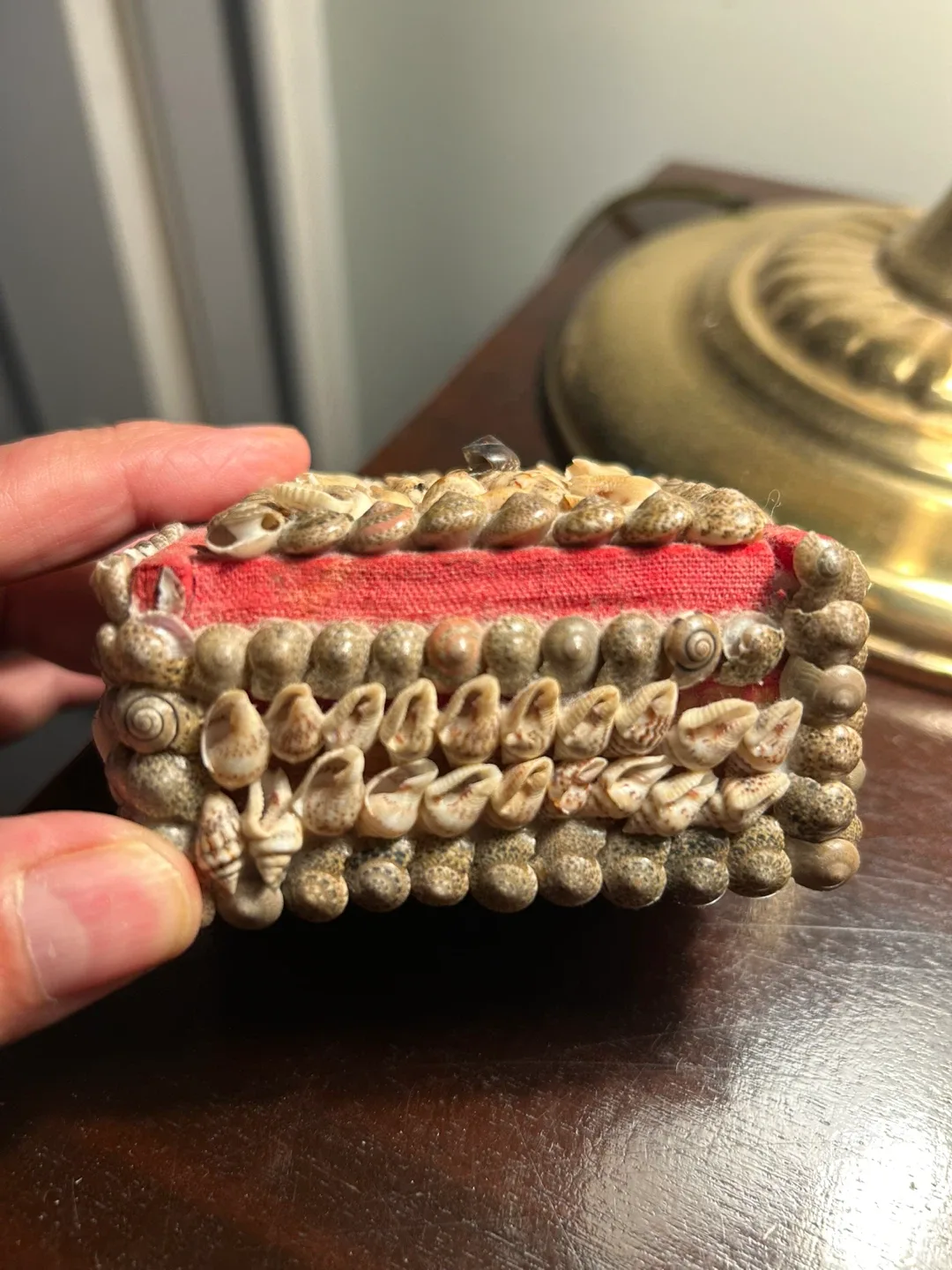 MCM Vintage Seashell Covered Wooden Trinket Box shell image indicator(3)