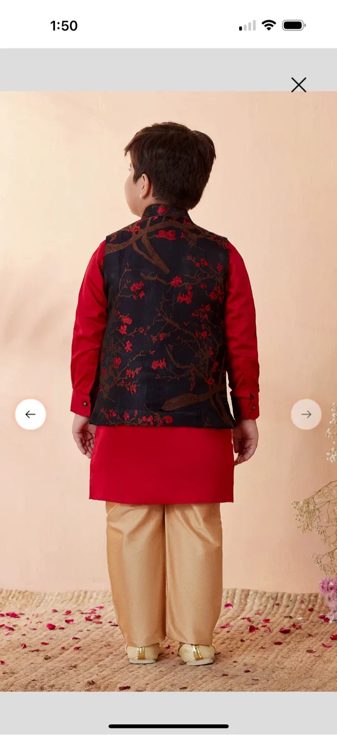 Manyavar Mohey Boys Kurta Jacket Set image indicator(3)
