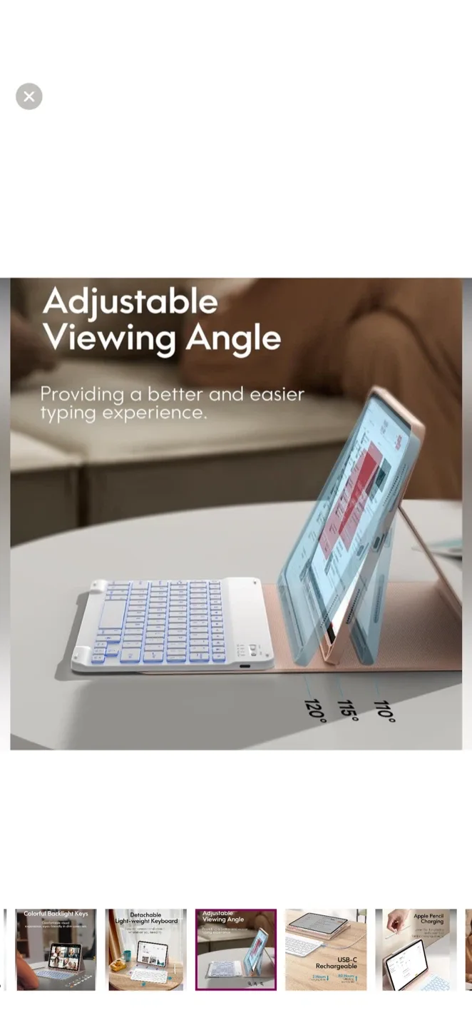 Like New Pink iPad Case with Backlit Keyboard image indicator(8)