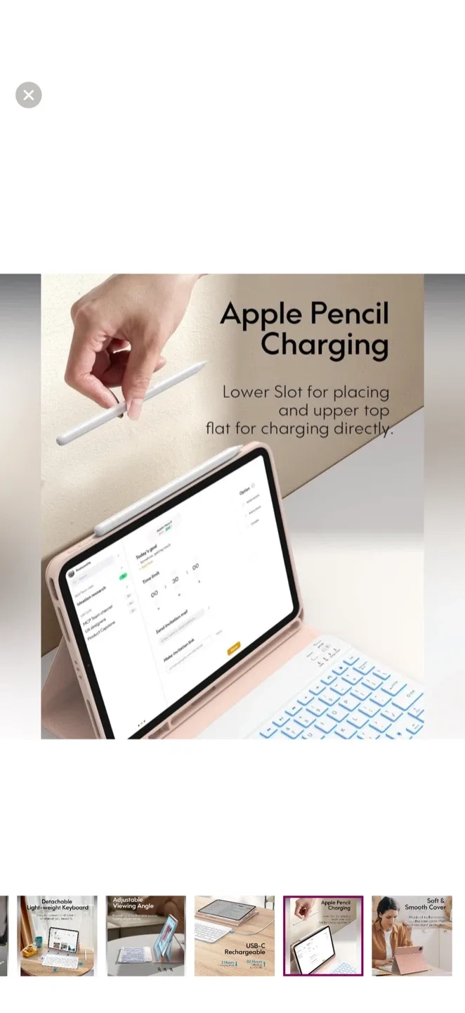 Like New Pink iPad Case with Backlit Keyboard image indicator(10)