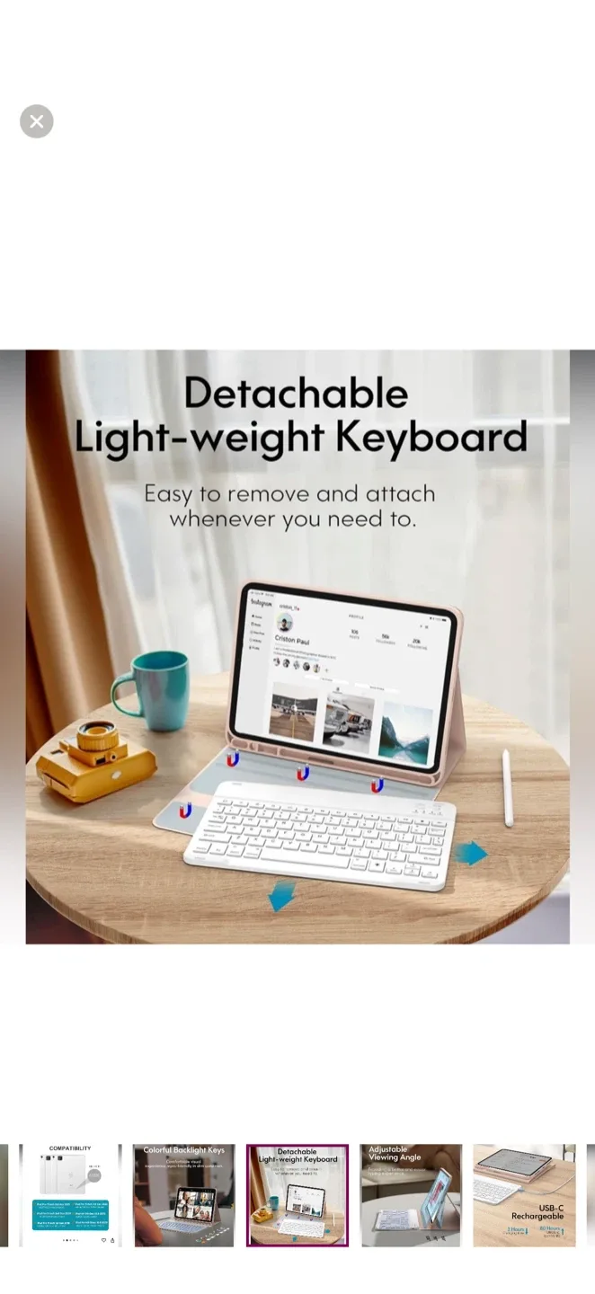 Like New Pink iPad Case with Backlit Keyboard image indicator(7)