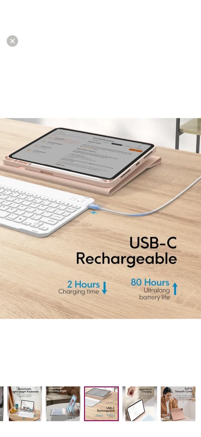 Like New Pink iPad Case with Backlit Keyboard image indicator(9)