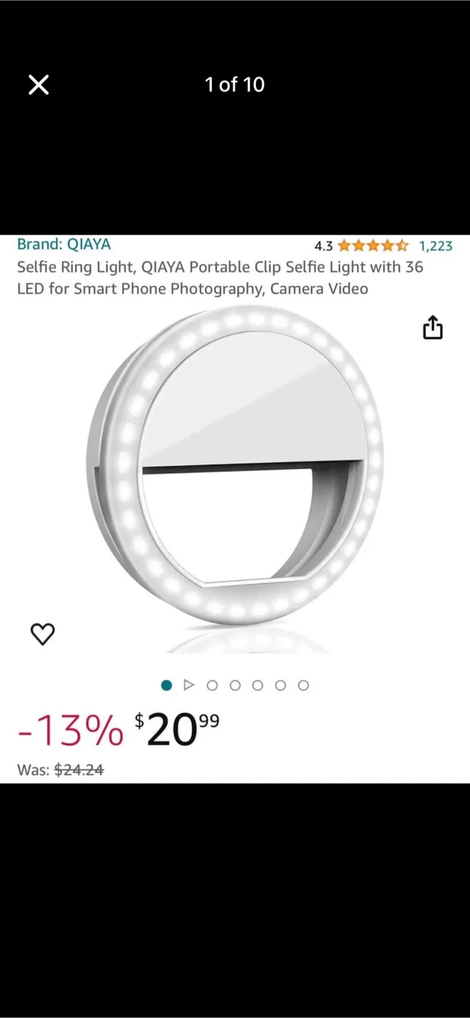 🥕 QIAYA Portable Clip Selfie Ring Light thumbnail