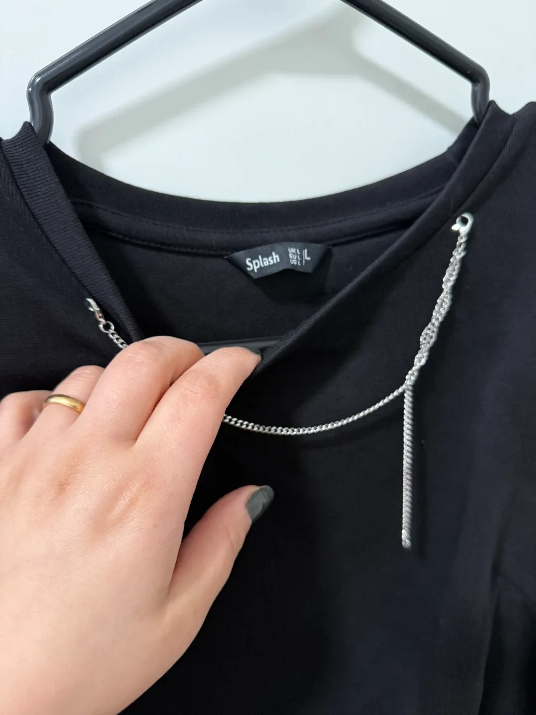 Splash Black Dress - Size L