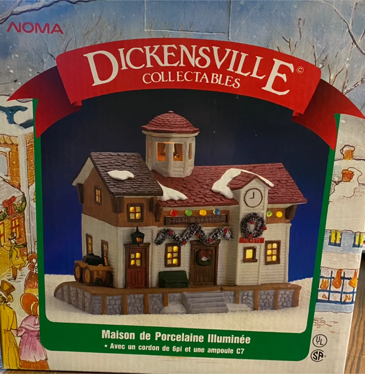 Noma Dickensville Collectables Porcelain Lighted Train Station image indicator(2)